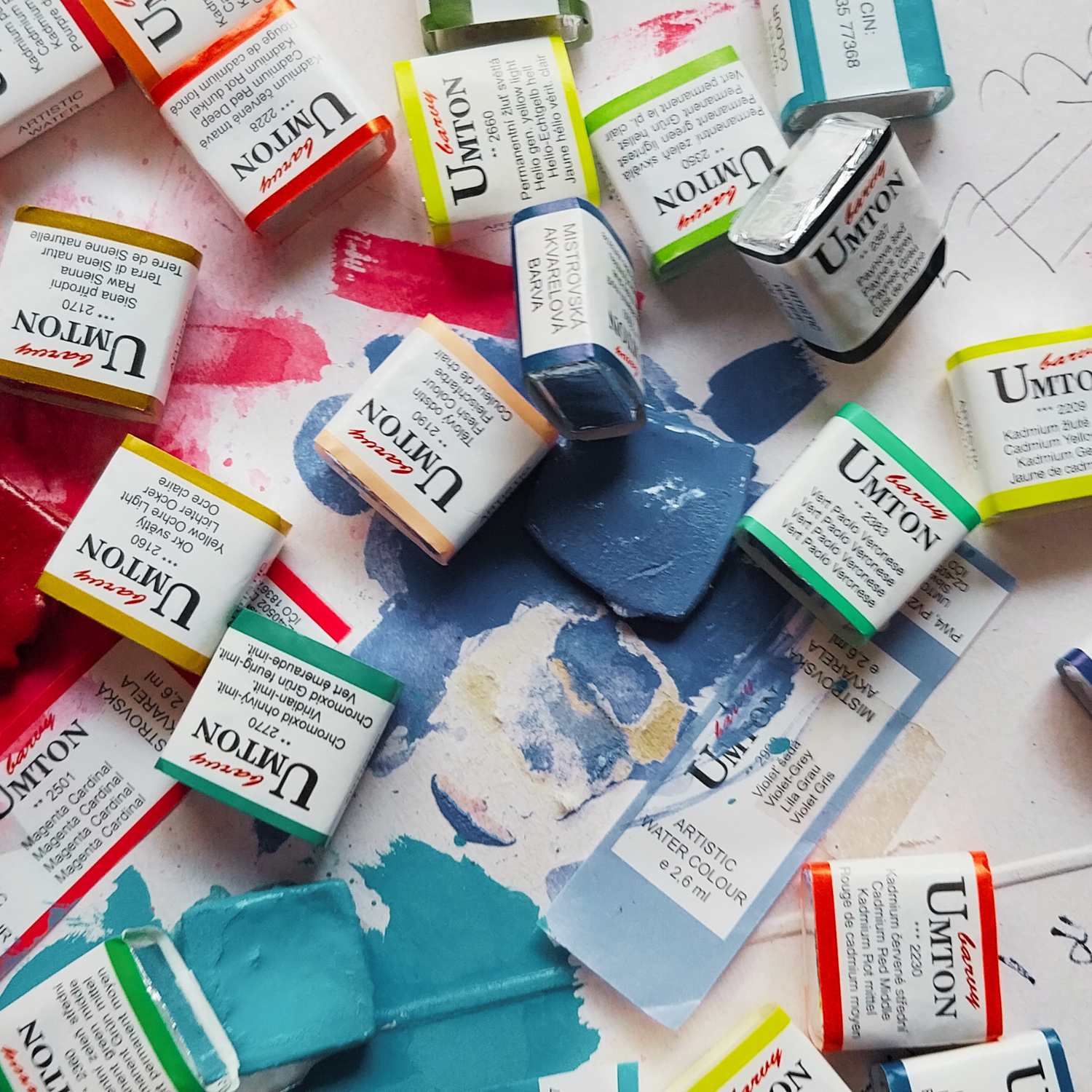 UMTON Aquarell-Set Holz 54x2,6ml