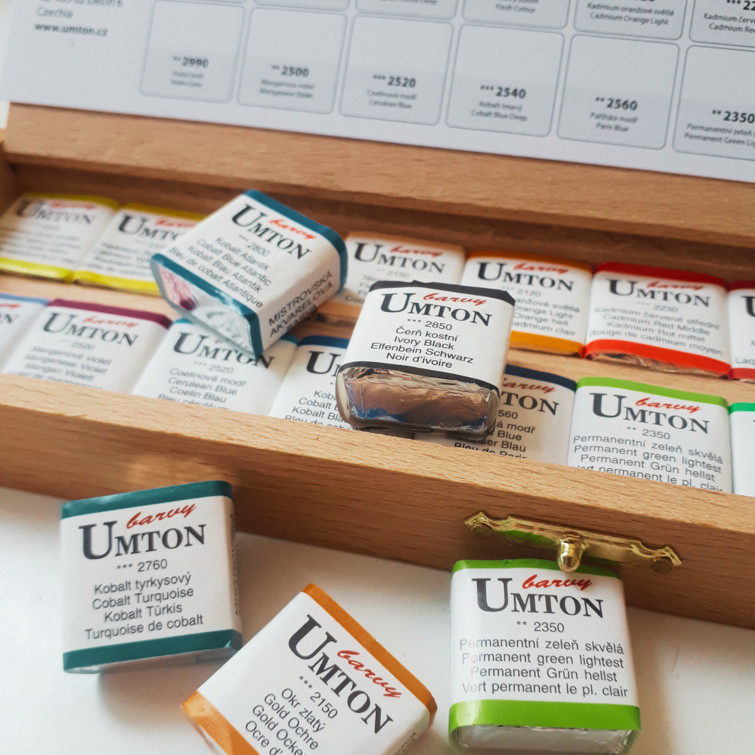UMTON Aquarell-Set Holz 10x2,6ml